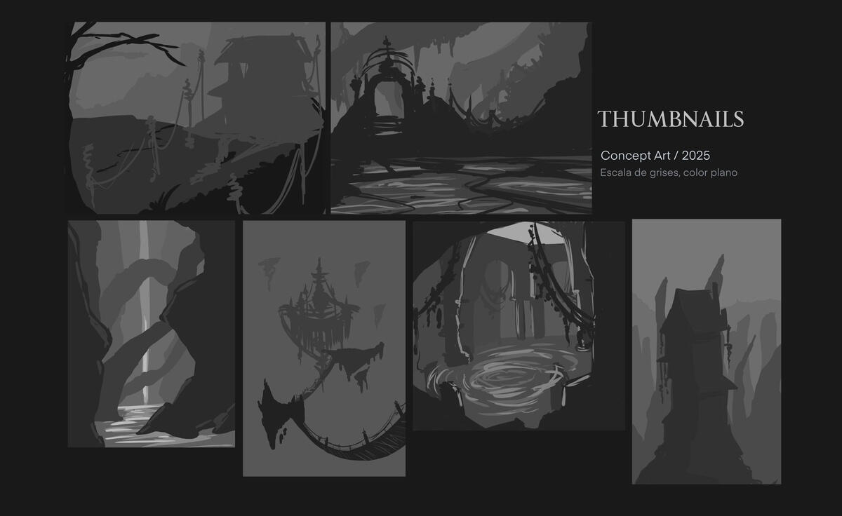 Thumbnails en gris plano